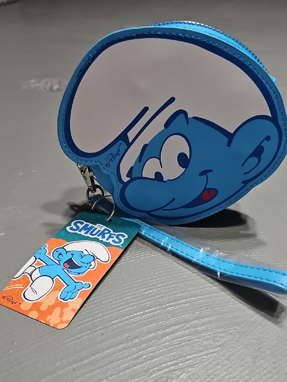 The Smurfs Blue Smurf Wristlet Coin Purse Novelty Cartoon Kawaii Cosplay NWT